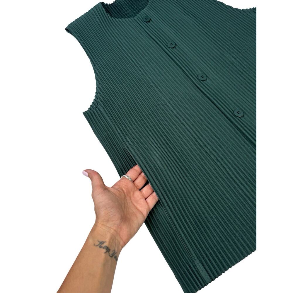 ISSEY MIYAKE HOMME PLISSÉ EVERGREEN V-NECK BUTTON UP TANK TOP VEST SIZE 3 M/L - Picture 7 of 16